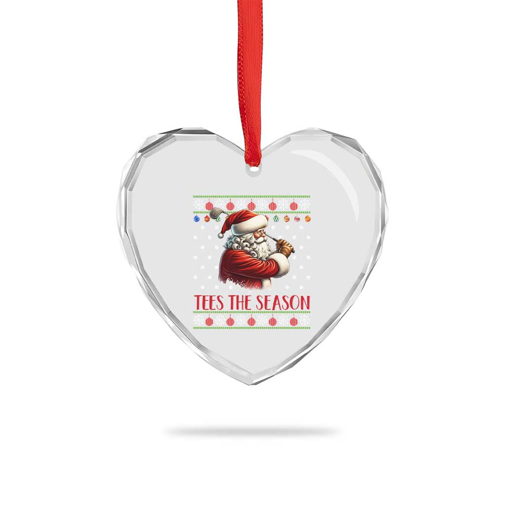 Funny Golf Holiday Gift Heart Crystal Glass Ornament Tees The Season Ugly Sweater - Wonder Print Shop