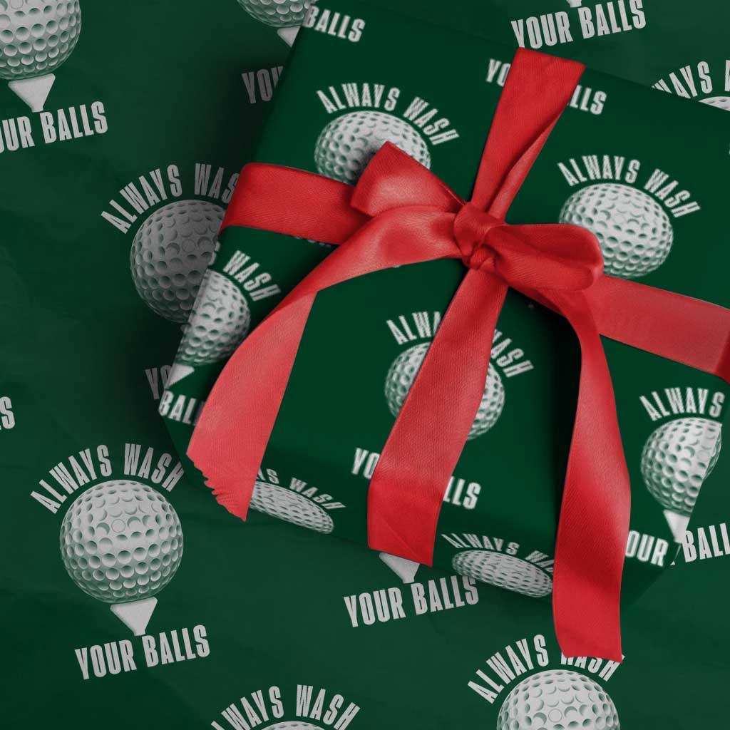 Funny Golf Wrapping Paper Roll Always Wash Your Balls Meme - Wonder Print Shop