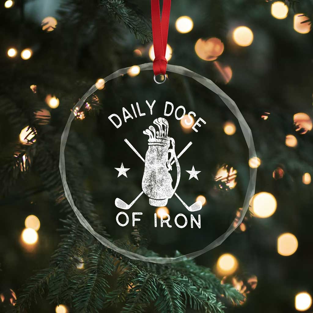 Funny Golfer Crystal Glass Ornament Daily Dose of Iron Golf