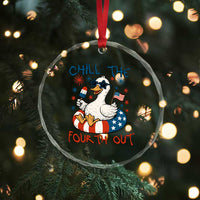 Funny Goose 4th of July Crystal Glass Ornament Chill the Fourth Out Patriotic Humor with Summer Vibes TS02