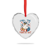 Funny Goose 4th of July Heart Crystal Glass Ornament Chill the Fourth Out Patriotic Humor with Summer Vibes - Wonder Print Shop