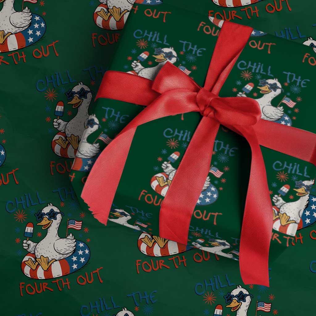 Funny Goose 4th of July Wrapping Paper Roll Chill the Fourth Out Patriotic Humor with Summer Vibes - Wonder Print Shop