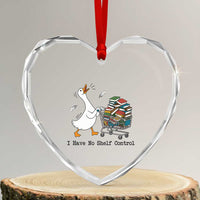 Funny Goose Book Lover Heart Crystal Glass Ornament I Have No Shelf Control