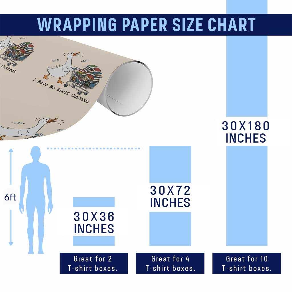 Funny Goose Book Lover Wrapping Paper Roll I Have No Shelf Control