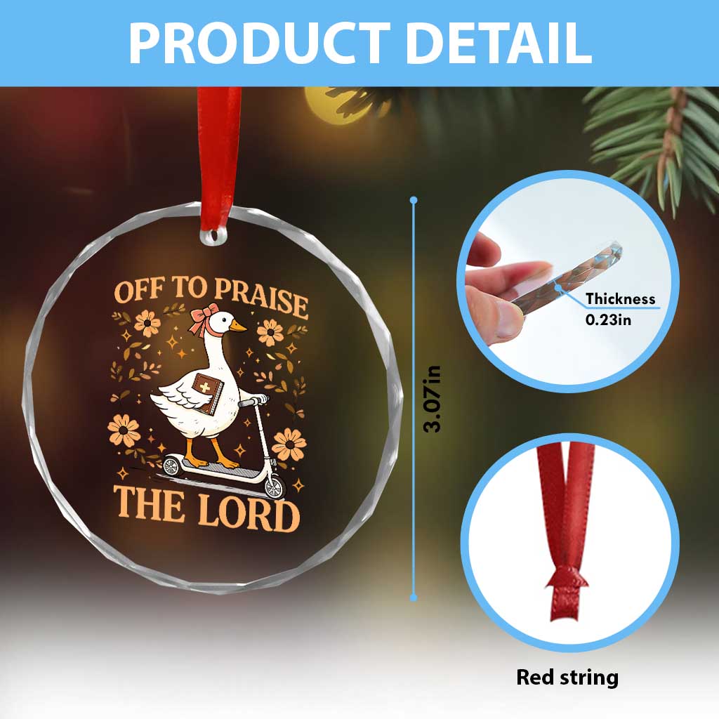 Funny Goose Christian Crystal Glass Ornament Off To Praise The Lord Bible Verse Trendy Church