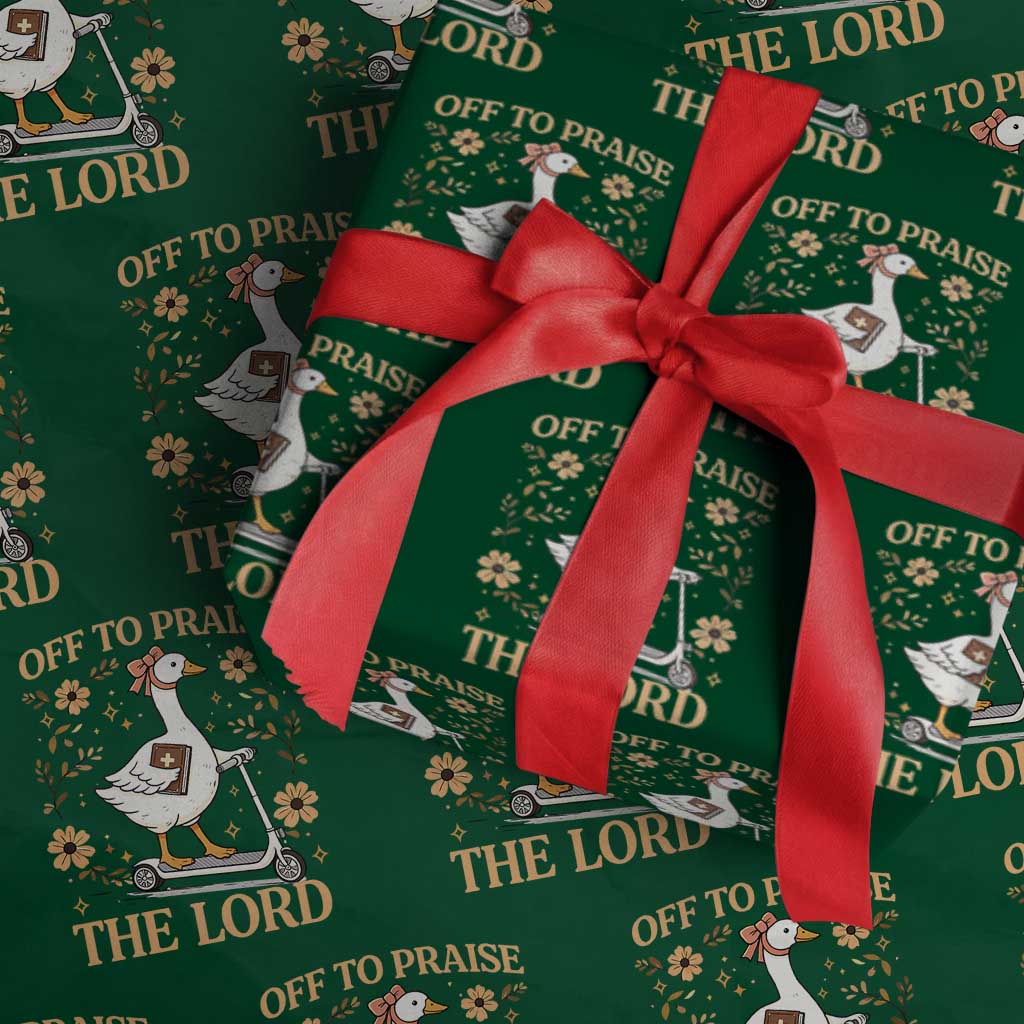 Funny Goose Christian Wrapping Paper Roll Off To Praise The Lord Bible Verse Trendy Church