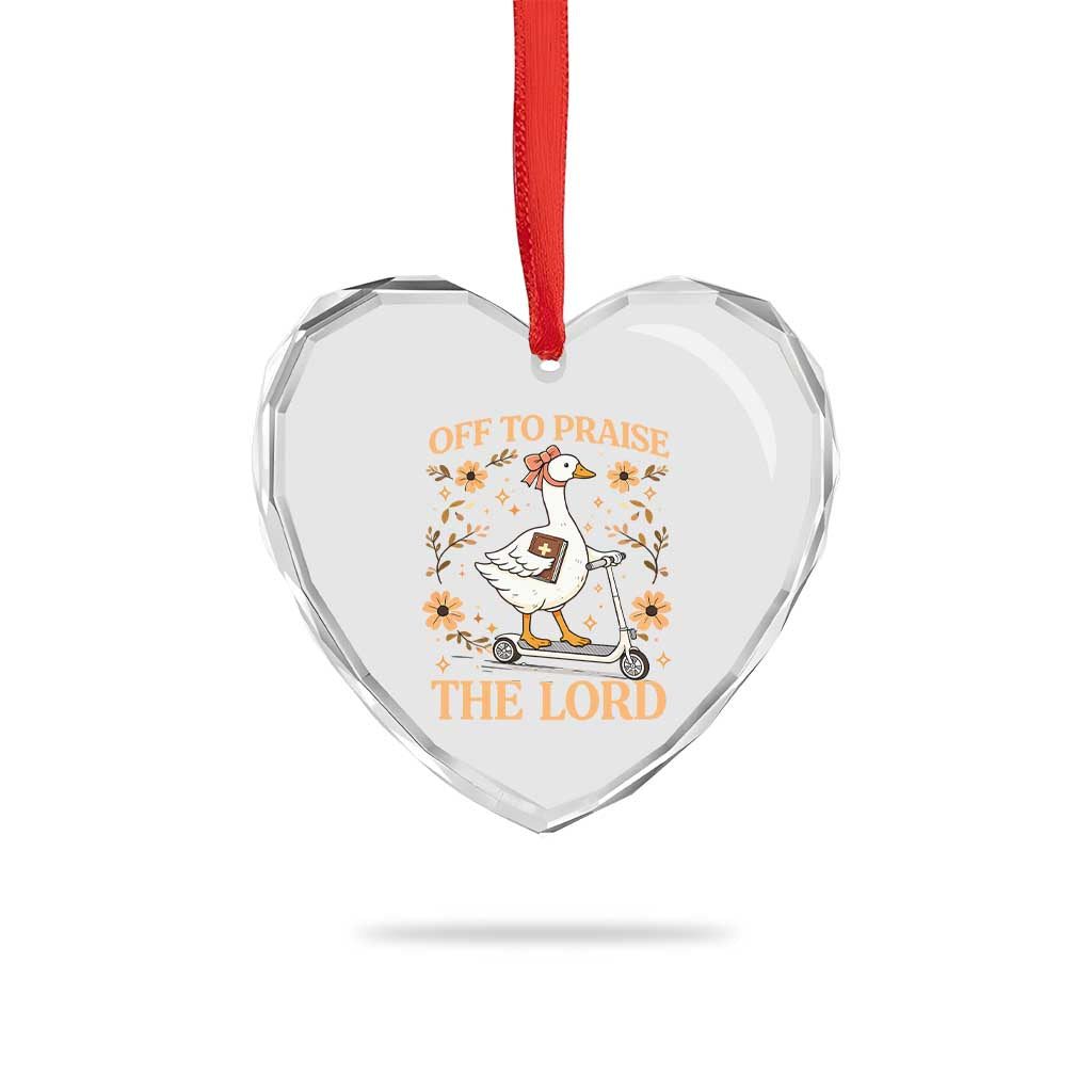 Funny Goose Christian Heart Crystal Glass Ornament Off To Praise The Lord Bible Verse Trendy Church