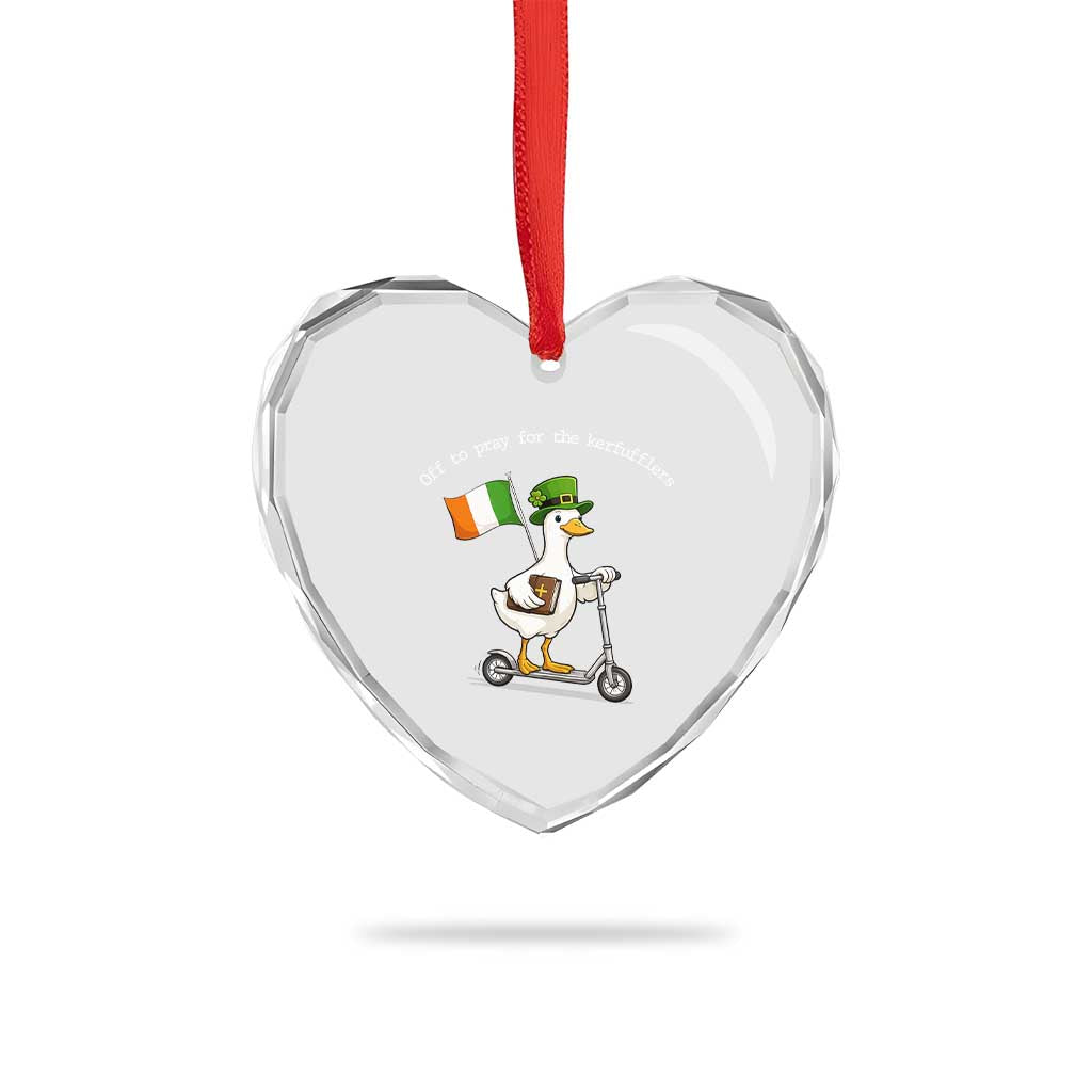 Funny Goose Christian St Patrick's Day Heart Crystal Glass Ornament Off To Pray For The Kerfufflers
