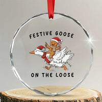 Funny Goose Christmas Crystal Glass Ornament Festive Goose On The Loose Xmas - Wonder Print Shop