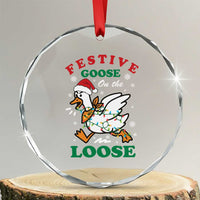 Funny Goose Christmas Crystal Glass Ornament Festive Goose On The Loose Xmas Holiday - Wonder Print Shop
