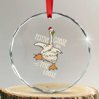 Funny Goose Christmas Crystal Glass Ornament Festive Goose On The Loose Xmas Lights - Wonder Print Shop