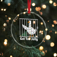 Funny Goose Christmas Crystal Glass Ornament Got Too Jolly - Wonder Print Shop