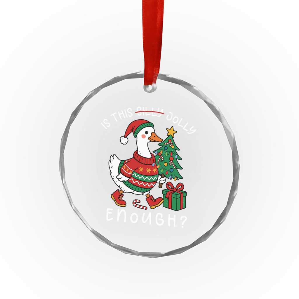 Funny Goose Christmas Crystal Glass Ornament Is This Jolly Enough Cute Xmas Duck - Wonder Print Shop