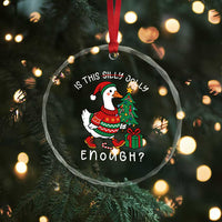 Funny Goose Christmas Crystal Glass Ornament Is This Jolly Enough Cute Xmas Duck - Wonder Print Shop