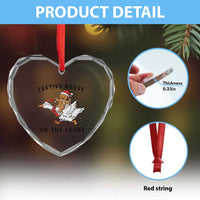 Funny Goose Christmas Heart Crystal Glass Ornament Festive Goose On The Loose Xmas - Wonder Print Shop