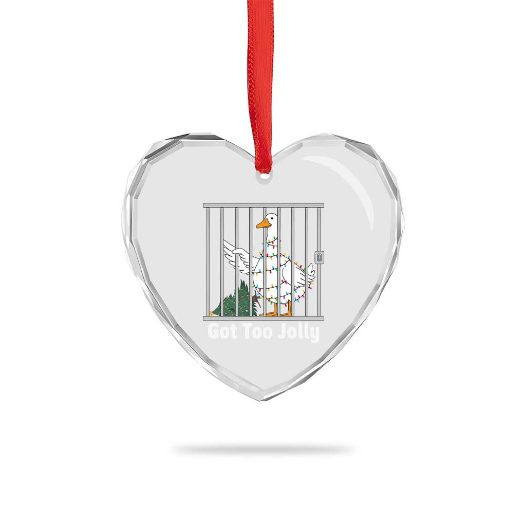 Funny Goose Christmas Heart Crystal Glass Ornament Got Too Jolly - Wonder Print Shop