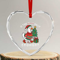Funny Goose Christmas Heart Crystal Glass Ornament Is This Jolly Enough Cute Xmas Duck - Wonder Print Shop