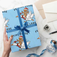 Funny Goose Christmas Wrapping Paper Roll Festive Goose On The Loose Xmas - Wonder Print Shop