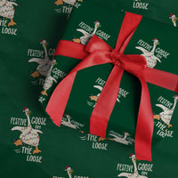 Funny Goose Christmas Wrapping Paper Roll Festive Goose On The Loose Xmas Lights - Wonder Print Shop