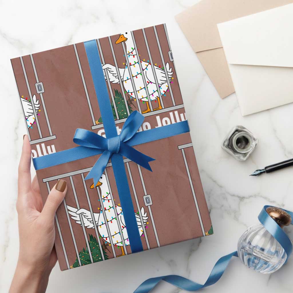 Funny Goose Christmas Wrapping Paper Roll Got Too Jolly - Wonder Print Shop