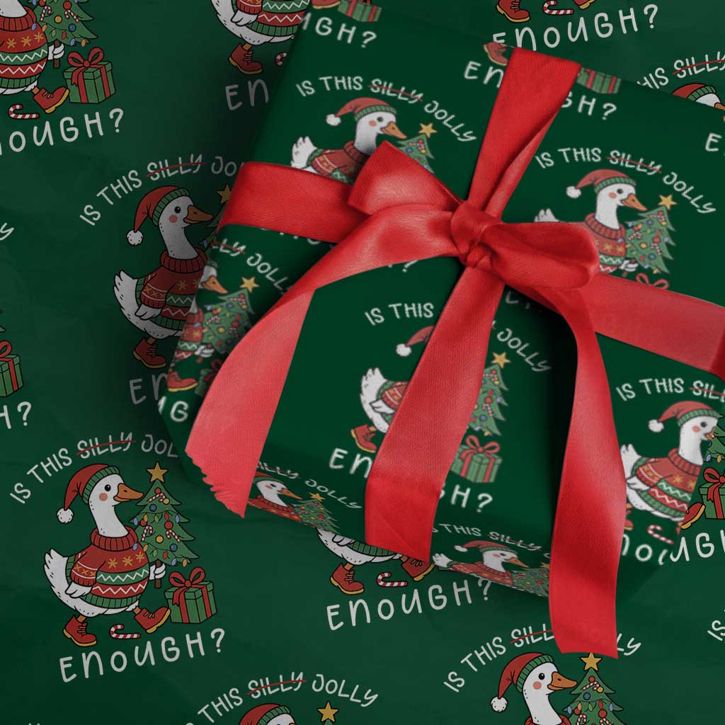 Funny Goose Christmas Wrapping Paper Roll Is This Jolly Enough Cute Xmas Duck - Wonder Print Shop
