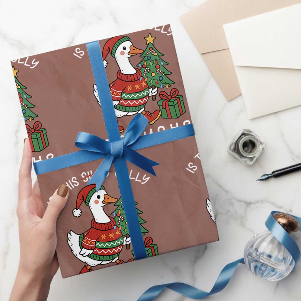 Funny Goose Christmas Wrapping Paper Roll Is This Jolly Enough Cute Xmas Duck - Wonder Print Shop
