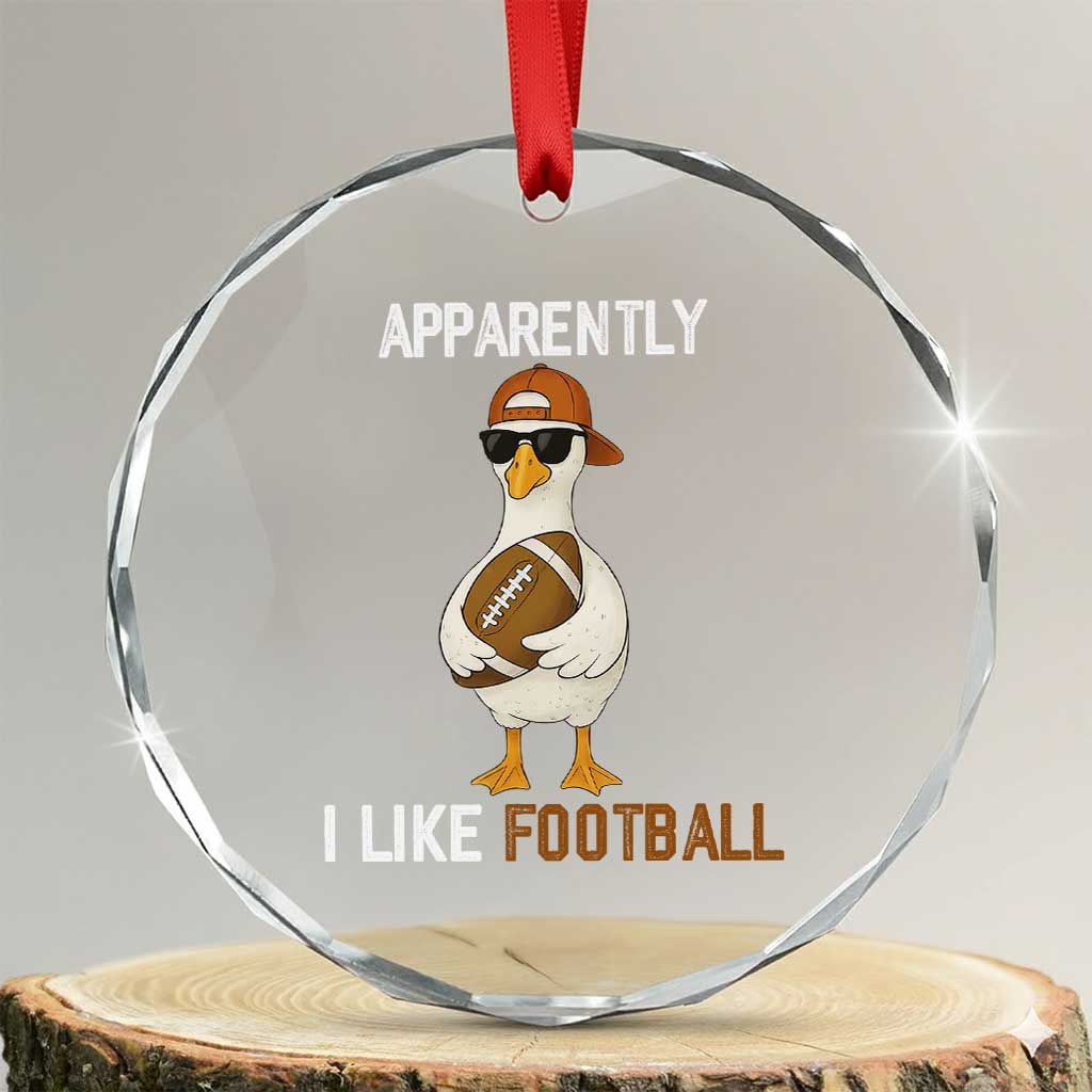 Funny Goose Football Crystal Glass Ornament Apparently I Like Football - Wonder Print Shop