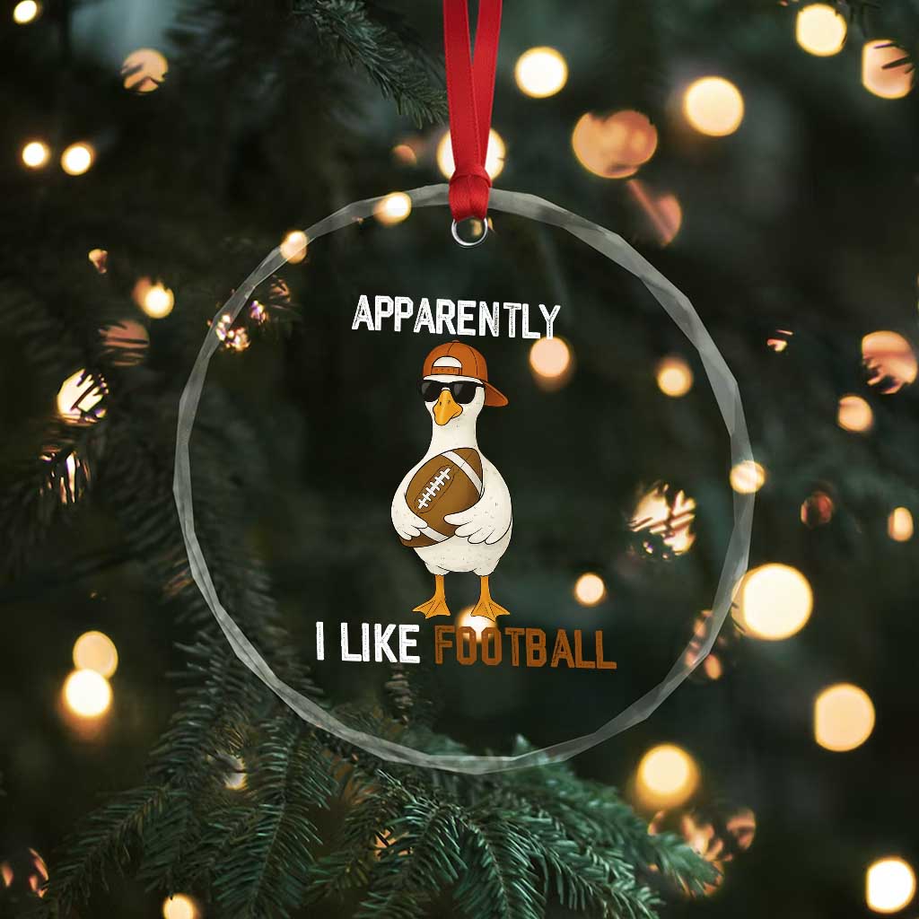 Funny Goose Football Crystal Glass Ornament Apparently I Like Football - Wonder Print Shop