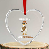 Funny Goose Football Heart Crystal Glass Ornament Apparently I Like Football - Wonder Print Shop