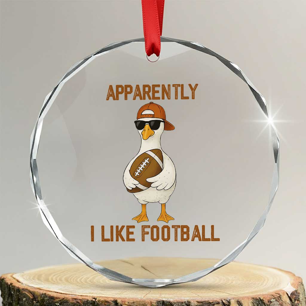 Funny Goose Football Meme Crystal Glass Ornament Apparently I Like Football - Wonder Print Shop