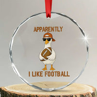 Funny Goose Football Meme Crystal Glass Ornament Apparently I Like Football - Wonder Print Shop