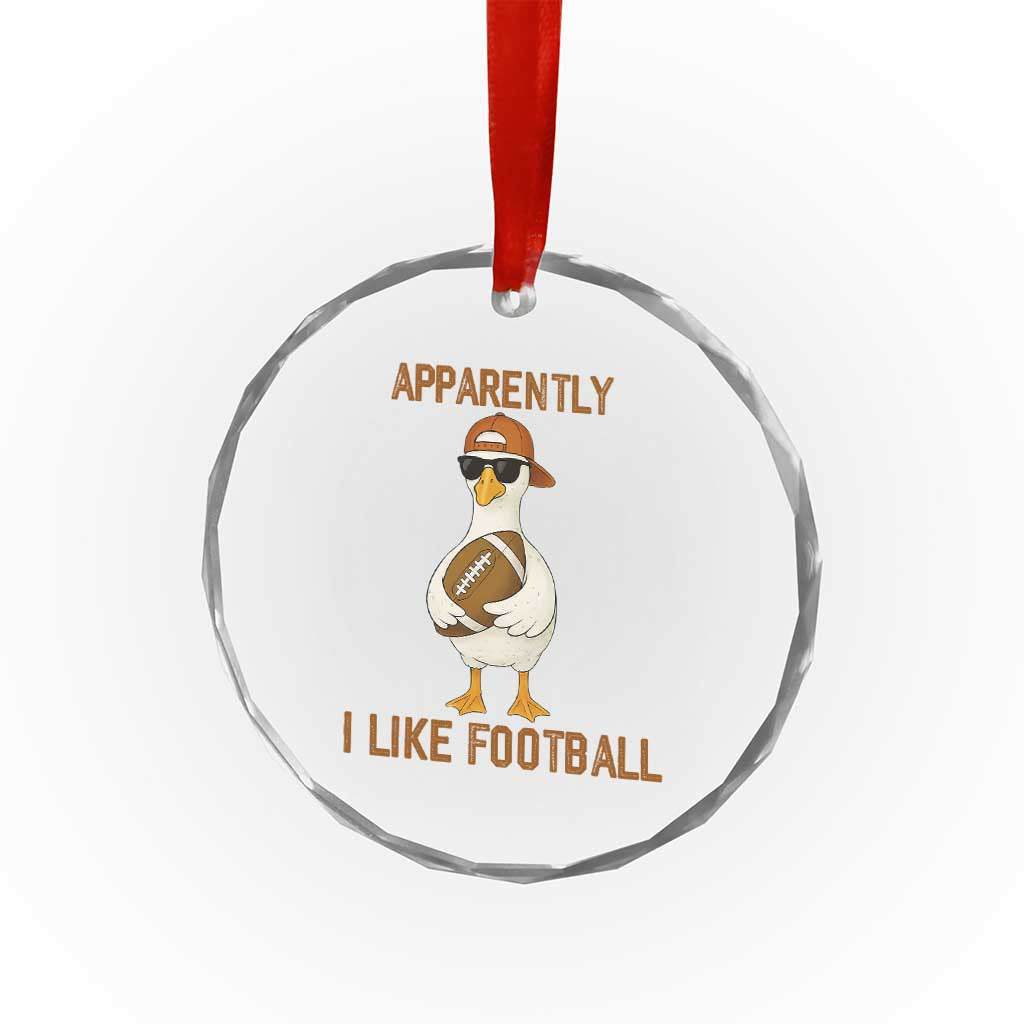 Funny Goose Football Meme Crystal Glass Ornament Apparently I Like Football - Wonder Print Shop