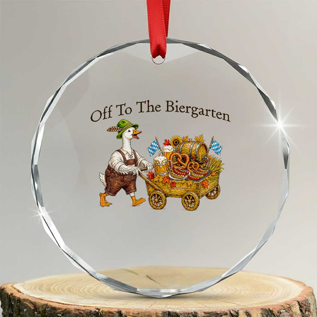 Funny Goose German Beer Festival Crystal Glass Ornament Off To The Biergarten