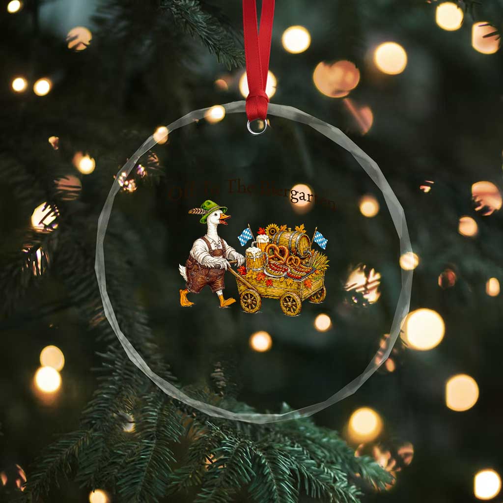 Funny Goose German Beer Festival Crystal Glass Ornament Off To The Biergarten