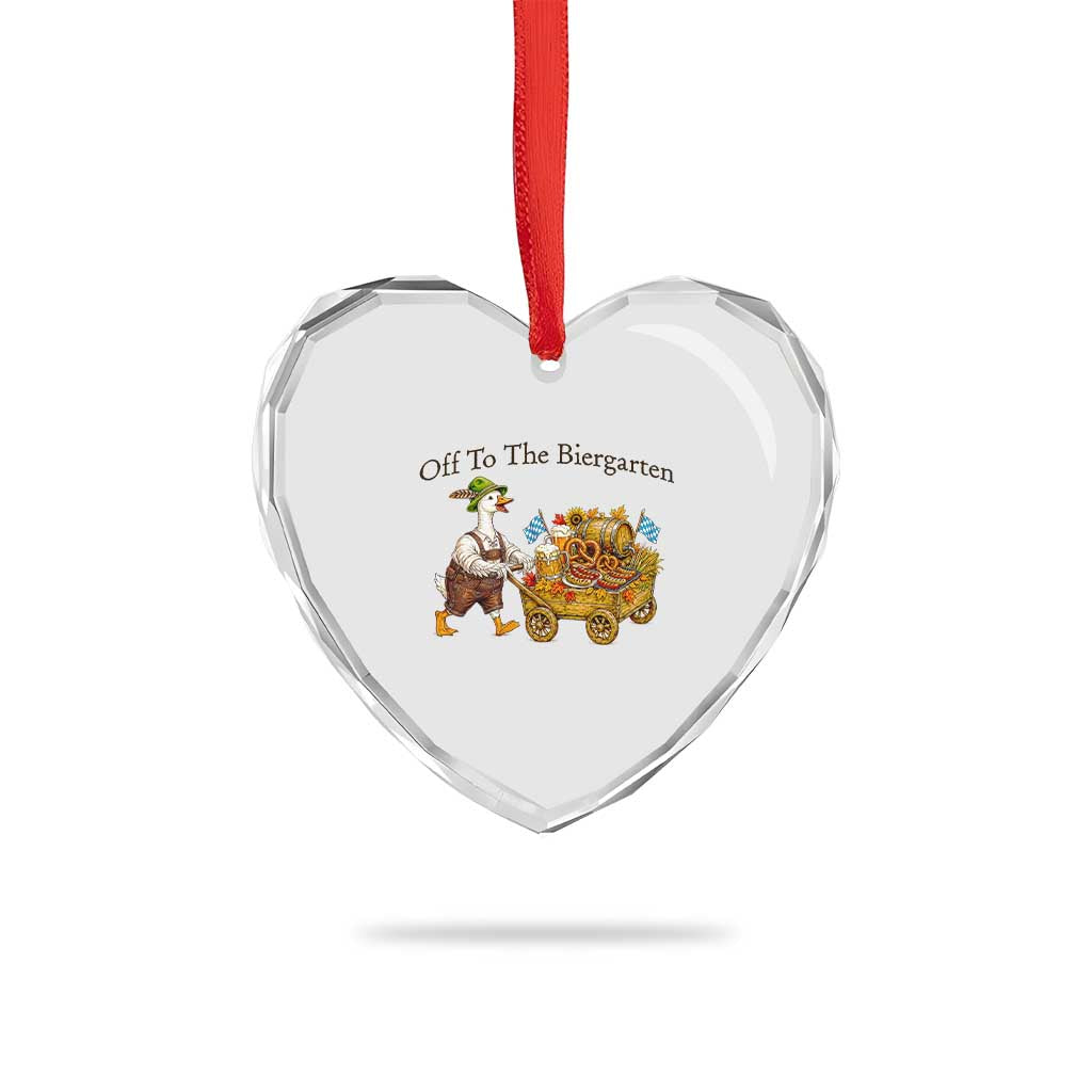 Funny Goose German Beer Festival Heart Crystal Glass Ornament Off To The Biergarten