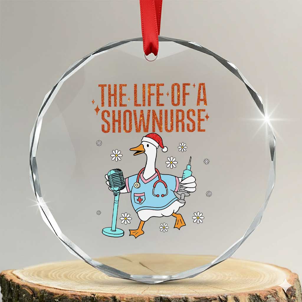 Funny Goose Nurse Christmas Crystal Glass Ornament The Life Of A Shownurrse - Wonder Print Shop