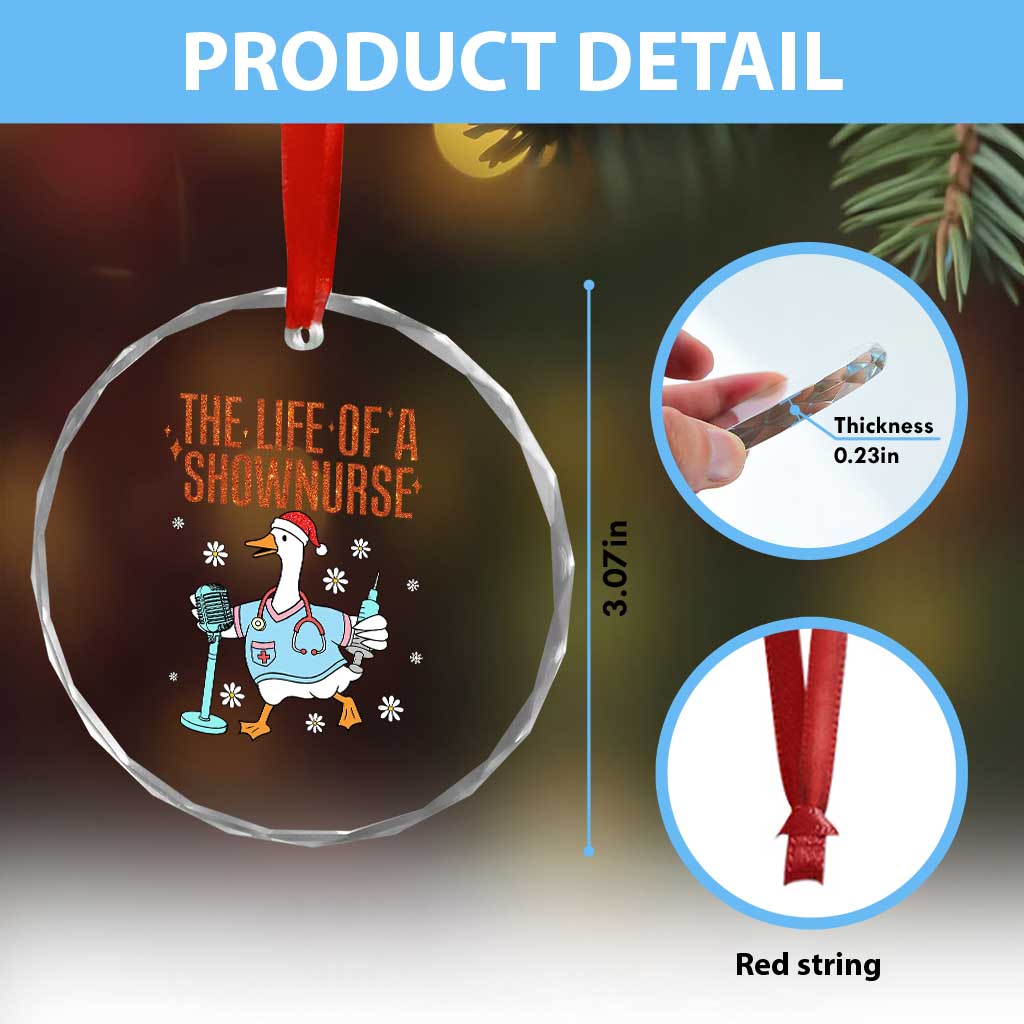 Funny Goose Nurse Christmas Crystal Glass Ornament The Life Of A Shownurrse - Wonder Print Shop