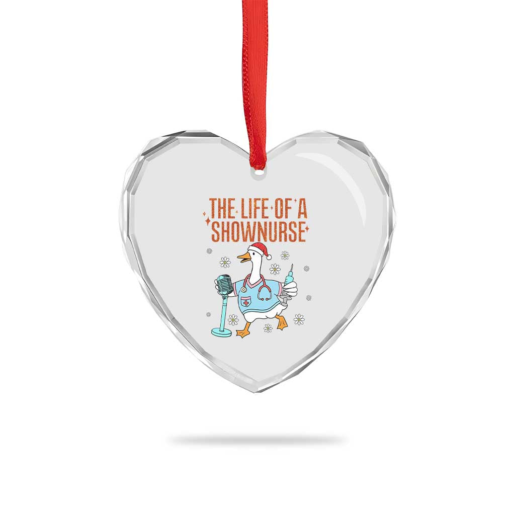 Funny Goose Nurse Christmas Heart Crystal Glass Ornament The Life Of A Shownurrse - Wonder Print Shop