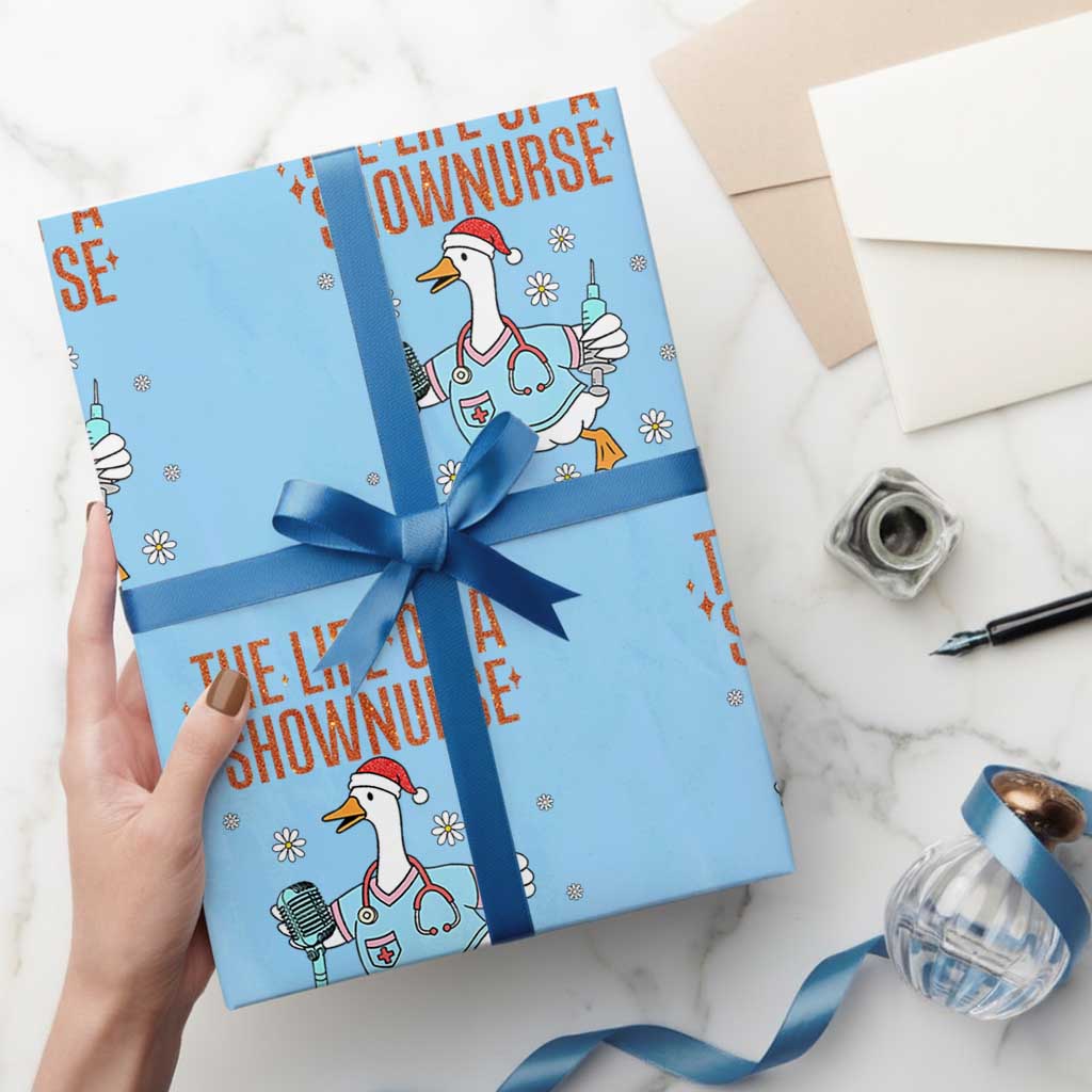 Funny Goose Nurse Christmas Wrapping Paper Roll The Life Of A Shownurrse - Wonder Print Shop
