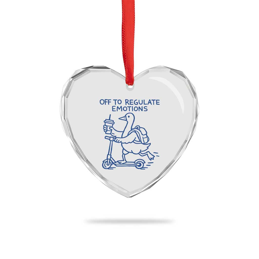 Funny Goose Psychologist Heart Crystal Glass Ornament Off To Regulate Emotions Mental Health Counselor