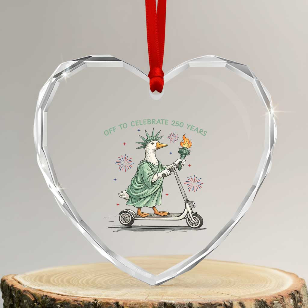 Funny Goose Statue Of Liberty Heart Crystal Glass Ornament Off To Celebrate 250 Year