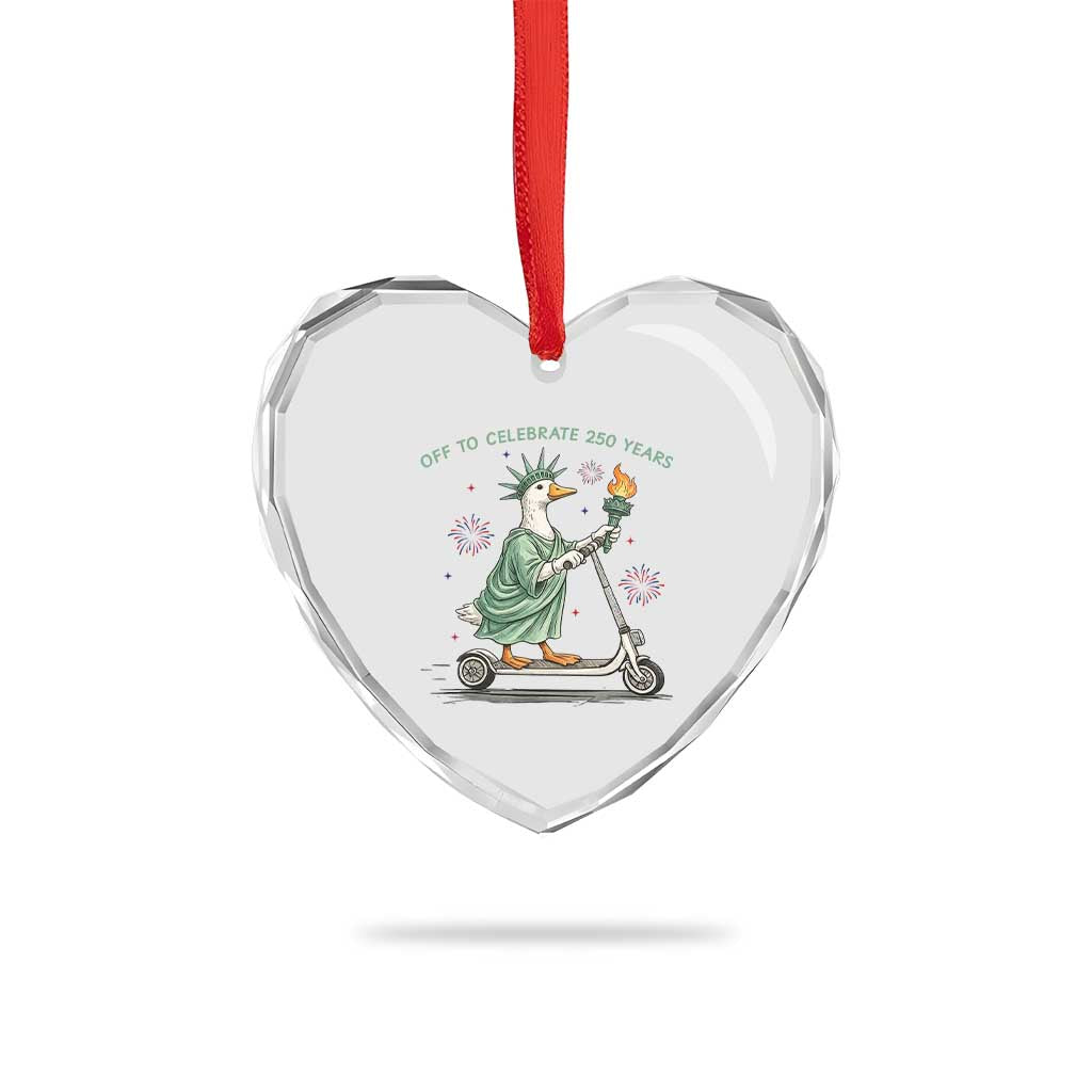 Funny Goose Statue Of Liberty Heart Crystal Glass Ornament Off To Celebrate 250 Year