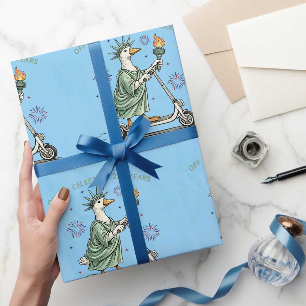 Funny Goose Statue Of Liberty Wrapping Paper Roll Off To Celebrate 250 Year