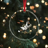 Funny Goose Support Freedom Meme Crystal Glass Ornament Off To Monitor The Situation