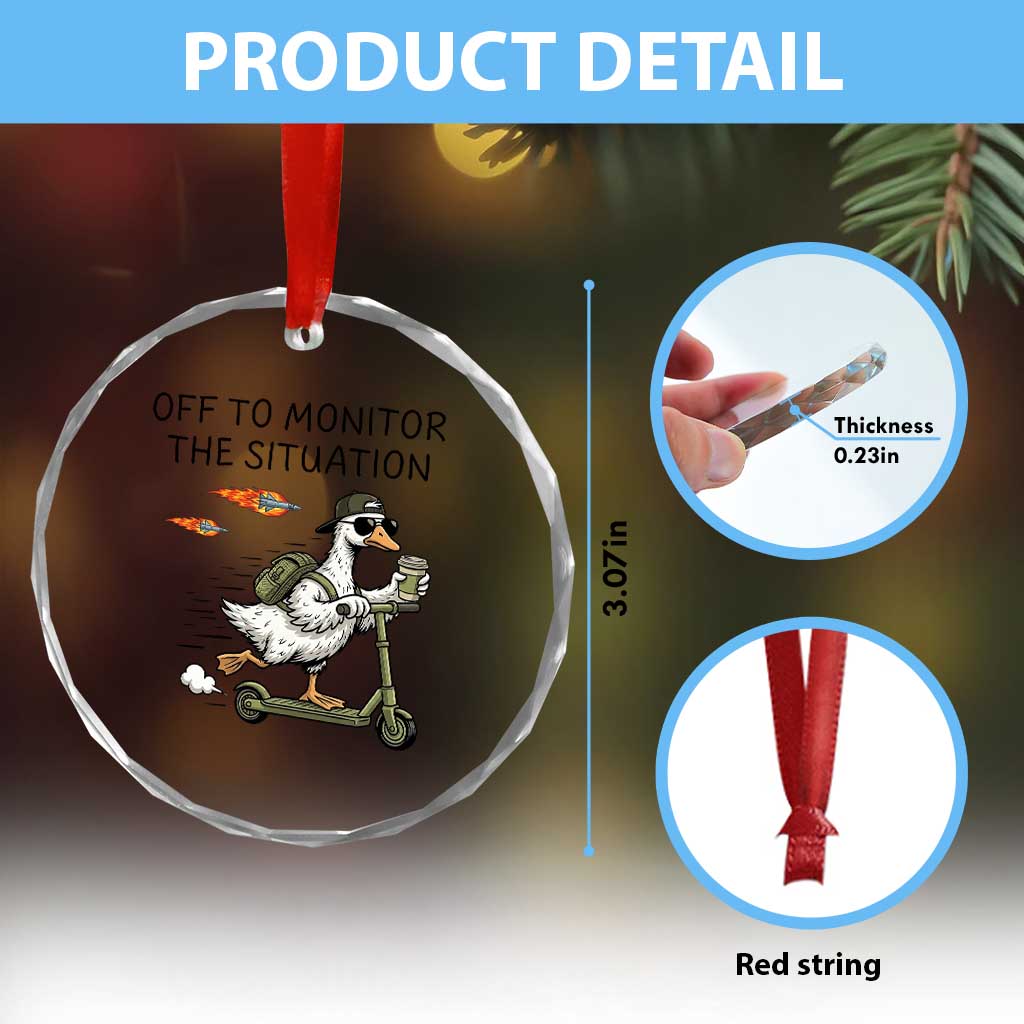 Funny Goose Support Freedom Meme Crystal Glass Ornament Off To Monitor The Situation