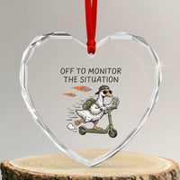 Funny Goose Support Freedom Meme Heart Crystal Glass Ornament Off To Monitor The Situation