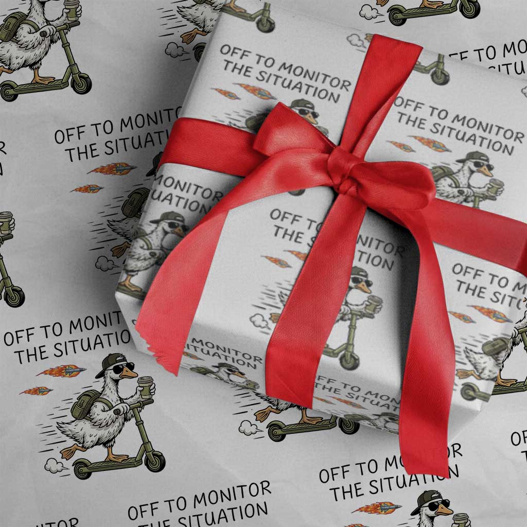 Funny Goose Support Freedom Meme Wrapping Paper Roll Off To Monitor The Situation