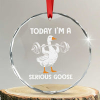 Funny Goose Weight Lifting Crystal Glass Ornament Today Im A Serious Goose Weightlifter Gym Workout - Wonder Print Shop