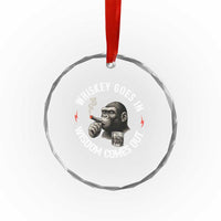 Funny Gorilla Whiskey Goes In Wisdom Comes Out Crystal Glass Ornament Cigarette and Drinking Addict Humor