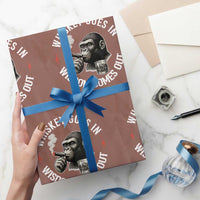 Funny Gorilla Whiskey Goes In Wisdom Comes Out Wrapping Paper Roll Cigarette and Drinking Addict Humor